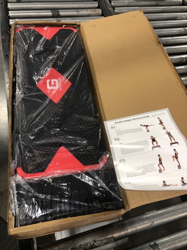 Photo 1 of GYMMAGE Aerobic Exercise Step, Adjustable Aerobic Stepper for Exercise, Workout Step Platform for Step Up, 26.5" Step Deck with 4” 6” 8” Adjustable Height Risers, Women Home Gym Cardio Fitness