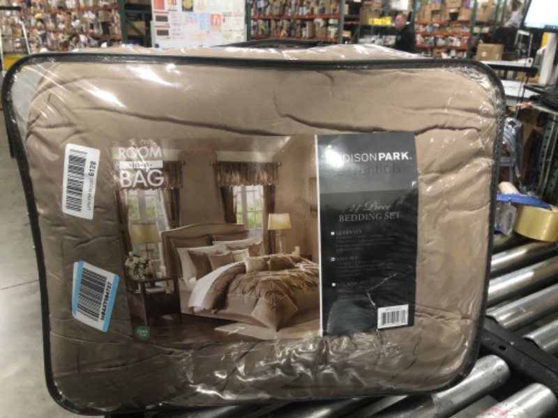 Photo 2 of Madison Park Essentials Room in a Bag Faux Silk Comforter Set-Luxe Diamond Tufting All Season Bedding | KING SIZE