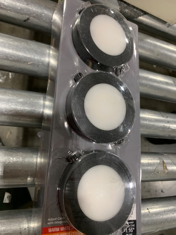 Photo 1 of Hampton Bay Lighting 3-Light Plug-in LED Black Puck Light Kit with CCT Changing (22343KIT-BK)