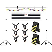 Photo 1 of 10x7.5Ft Backdrop Stand, Heavy Duty Adjustable Photo Back Drop Stand Kit for Parties, Photography, Banner Stand (Includes Six Background Stand Clamps)
