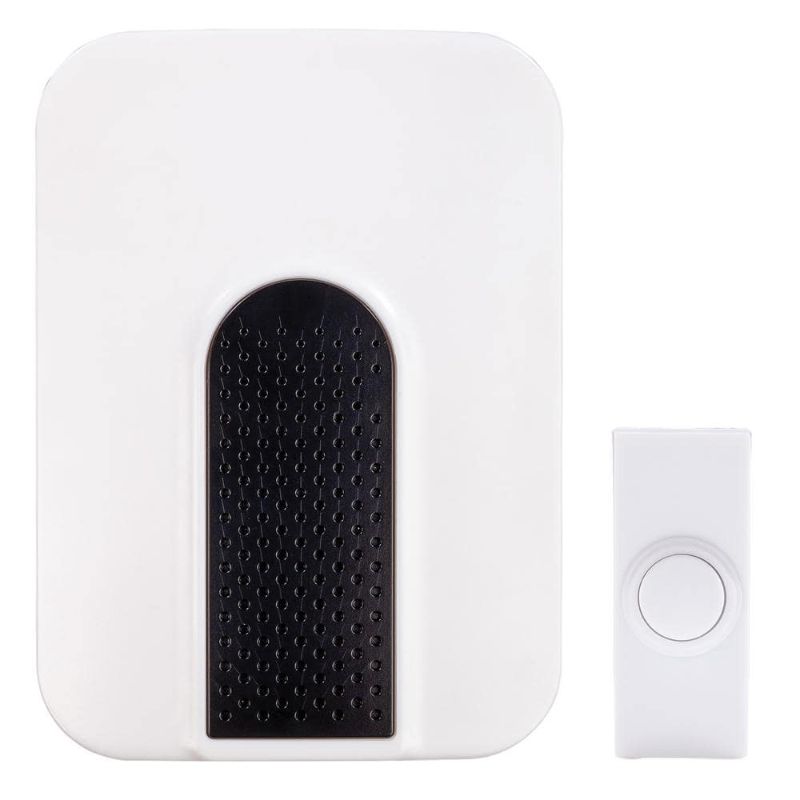 Photo 1 of Defiant Wireless Battery Operated Doorbell Kit with 1-Push Button White
