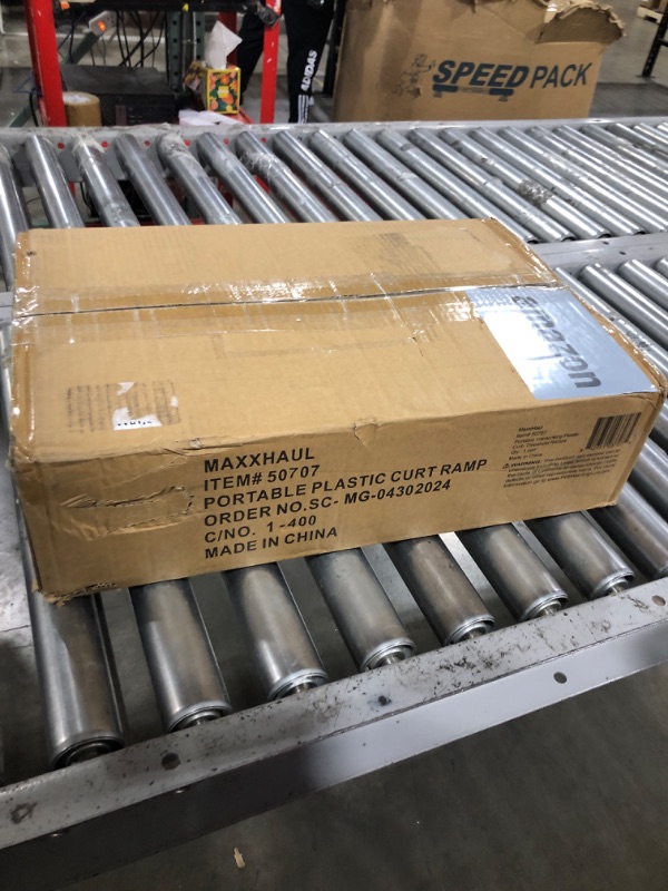 Photo 1 of MAXXHAUL 50707 Portable Interlocking Plastic Curb Threshold Ramps Set (Yellow) for Loading Dock, Driveway, Sidewalk for Scooter, Wheelchair, Car, Truck, Motorcycle, Dolly