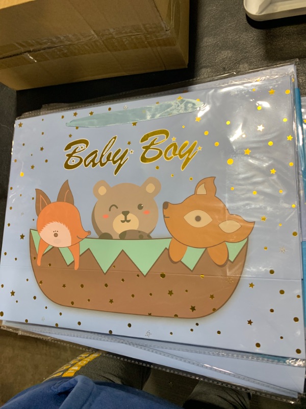 Photo 3 of 15.7” Extra Large Gift Bag Set with Greeting Card and Blue Tissue Paper(Gold Foil ‘Baby Boy’) for Children's Day,Christmas,Baby Shower,Newborn,New Moms or Parents,Kids Birthday Party-15.7” x 11.8” x 6”,1 Pcs.