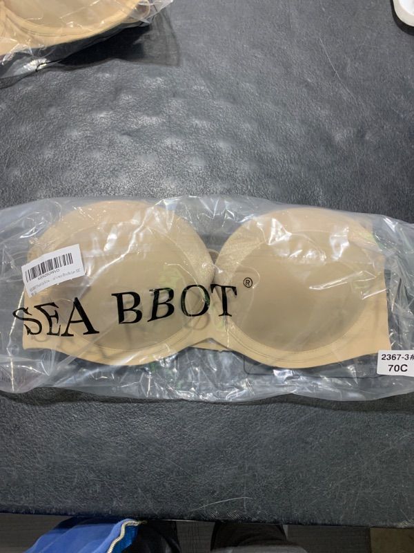 Photo 2 of SEA BBOT Push Up Strapless Bra for Women Anti-Slip Padded Multiway Bra Beige 32C