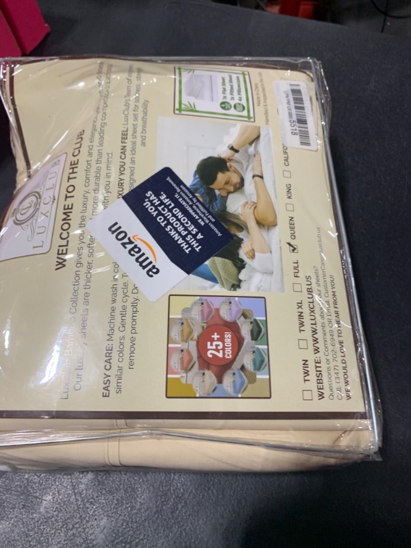 Photo 2 of LuxClub 6 PC Sheet Set Bamboo Sheets Deep Pockets 18" Eco Queen, Cream