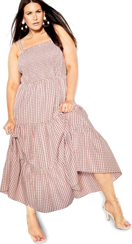 Photo 1 of City Chic Women's Apparel Women's City Chic Plus Size Maxi, Brick Gingham
