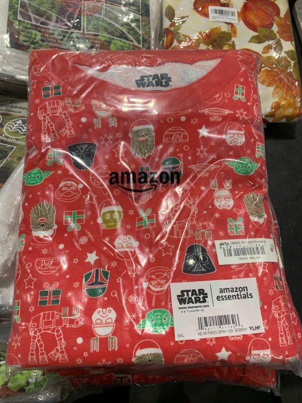 Photo 2 of Amazon Essentials Disney | Marvel | Star Wars | Princess Boys' Snug-Fit Cotton Pajamas, Star Wars Holiday - Mens Snug-fit, XX-Large