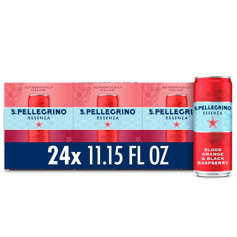 Photo 1 of S.Pellegrino Essenza Blood Orange Black Raspberry Flavored Mineral Water with Natural CO2 Added 24 PACK - BBD 11/2025