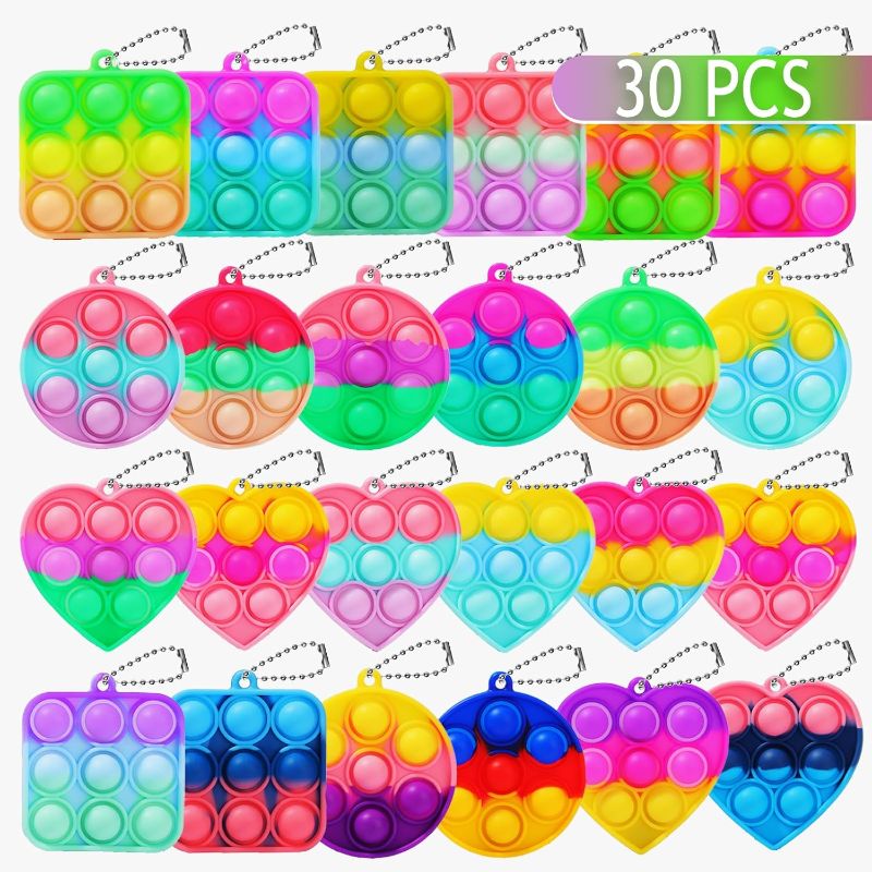 Photo 1 of 30PCS Bulk Fidget Toys, Party Favors for Kids, Birthday Party Toys, Small Classroom Prizes Box Fidgets Toys for Kids Toddlers Adult, Goodie Bag Stuffers, Treasure Chest, Bubbles Poppers,Relieve Stress
