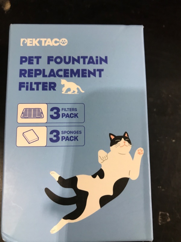 Photo 1 of PEKTACO Replacement Cat Water Fountain Filters, 2.2L/74oz Automatic Pet Water Fountain Replacement Filters and Sponges(3 Pack)