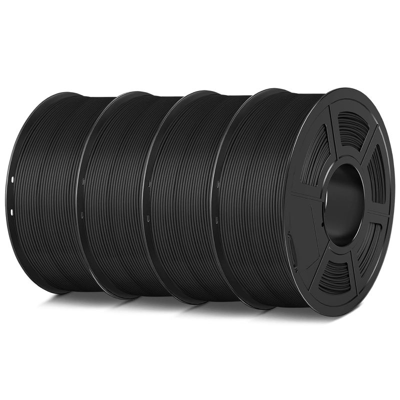 Photo 1 of SUNLU 4KG 3D Printer Filament Bundle PLA Matte 1.75mm, Neatly Wound Filament with Matte Finish, Print with 99% FDM 3D Printers, 1kg Spool (2.2lbs), 4 Packs, Black+Black+Black+Black
