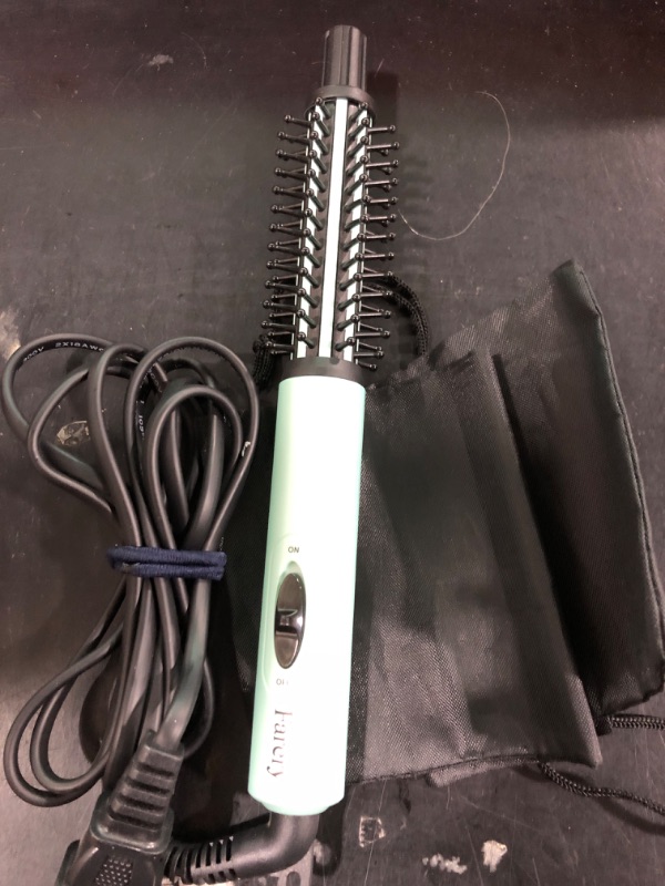 Photo 2 of FARERY Mini Curling Brush 3/4 Inch, Heated Round Brush for Touch Ups and Small Curls, Compact Travel Size Curling Iron for Short & Thin Hair, Dual Voltage, One Heat 392°F, Green