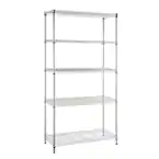 Photo 1 of 5-Tier Commercial Grade Heavy Duty Steel Wire Shelving Unit in Chrome (48 in. W x 72 in. H x 18 in. D)
