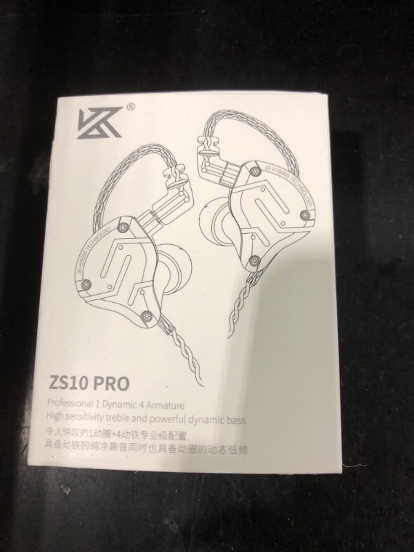 Photo 4 of Linsoul KZ ZS10 Pro 4BA+1DD 5 Driver in-Ear HiFi Metal Earphones with Stainless Steel Faceplate, 2 Pin Detachable Cable (with Mic, Black) Black With Mic In-ear