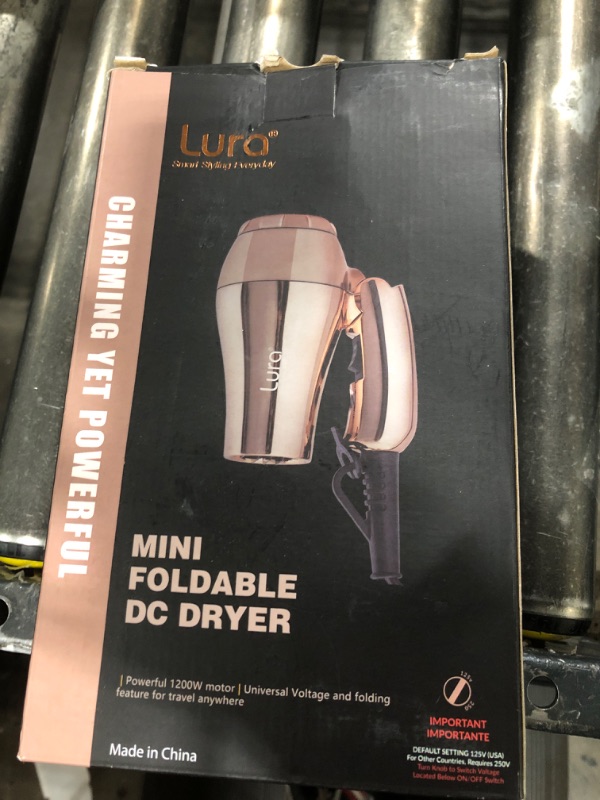 Photo 5 of LURA Mini Portable Travel Hair Dryer:Dual Voltage Small Lightweight Blow Dryer with EU Plug,1200W Compact Hairdryer with Folding Handle,with Concentrator&Diffuser Attachment,for Women and Men