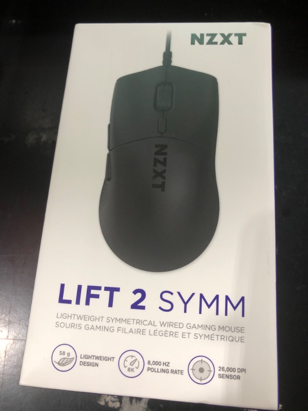 Photo 3 of NZXT Lift 2 Symm, Lightweight Symmetrical Wired Gaming Mouse, Lightweight 58 g Design, 8K Polling Rate, Optical Switches, 26K DPI Optical Sensor, 100% PTFE Feet, Black