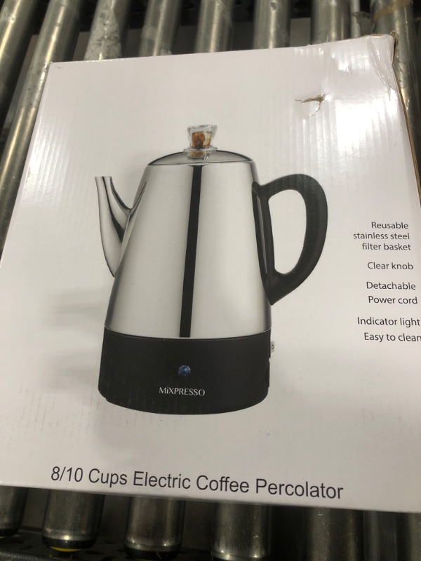 Photo 3 of Mixpresso Percolator Coffee Pot Electric 10 Cup, Stainless Steel Coffee Maker, Coffee Percolator Electric With Keep Warm Function, 10 Cups Stainless Steel Percolator With Coffee Basket