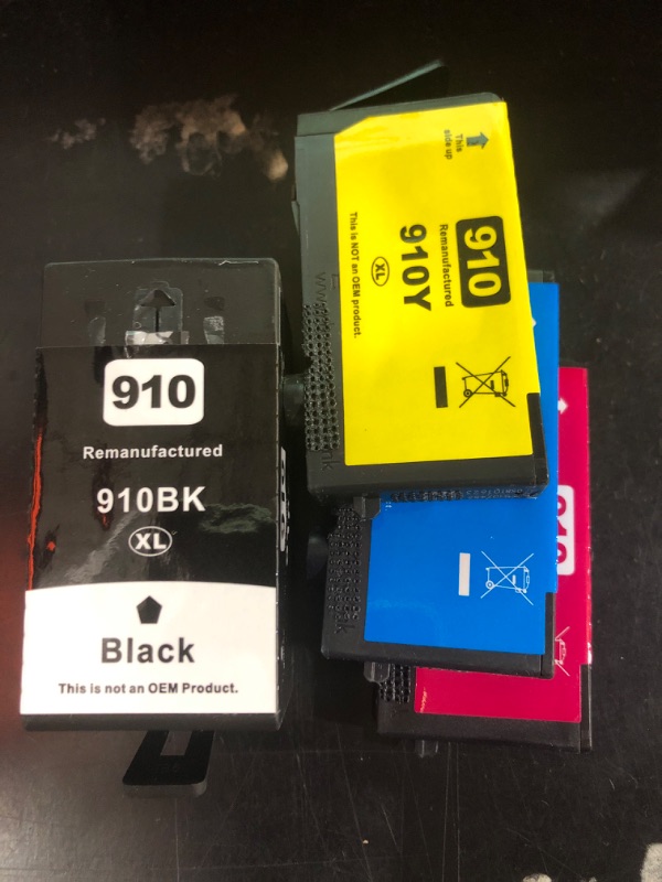 Photo 2 of PikBey 910XL Ink Cartridges Combo Pack (4-Pack, Black/Cyan/Magenta/Yellow) Compatible 910XL 910 Ink Cartridges Replacement for HP OfficeJet 8010 8015 8018 8022 Pro 8020 8025 8028 8030 8035 Printer