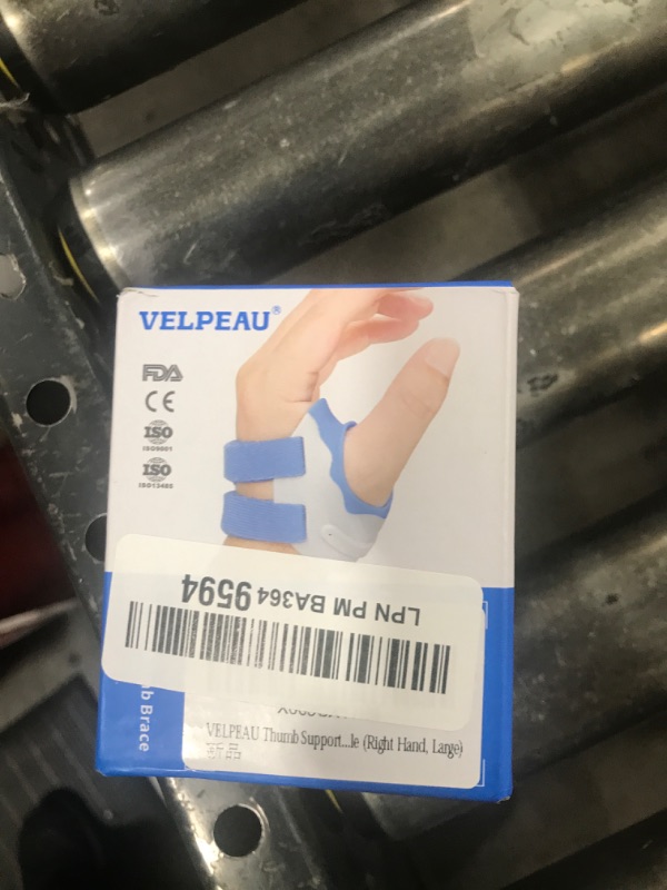 Photo 2 of Velpeau CMC Thumb Brace for Osteoarthritis - with Shape-memory Restriction Splint, CMC Joint Stabilizer, Basal Thumb Arthritis Pain Relief and Support for Women and Men (Blue, Right Hand, Large)