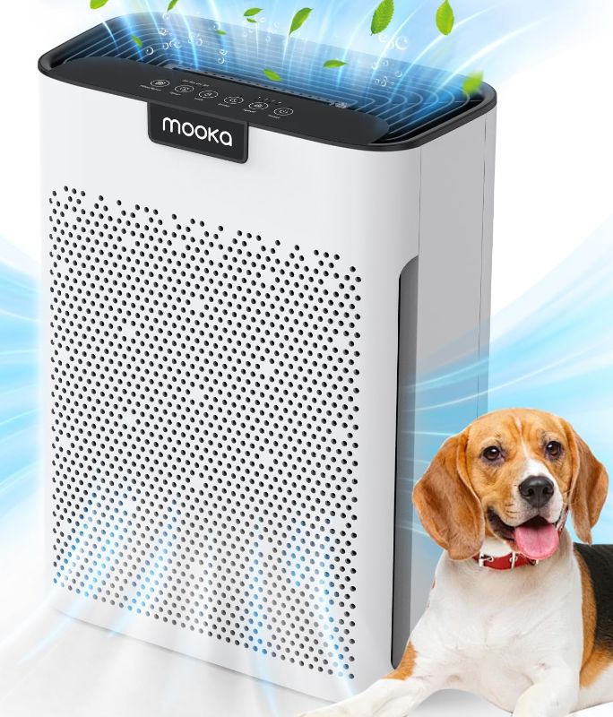 Photo 1 of Air Purifiers for Home Large Room 2000 Ft with Washable Filters, Fragrance Sponge, MOOKA H13 HEPA Filter Pet Air Purifier for Bedroom, Air Cleaner for Smoke Dust Pollen Pets Hair Odor, KJ190L White