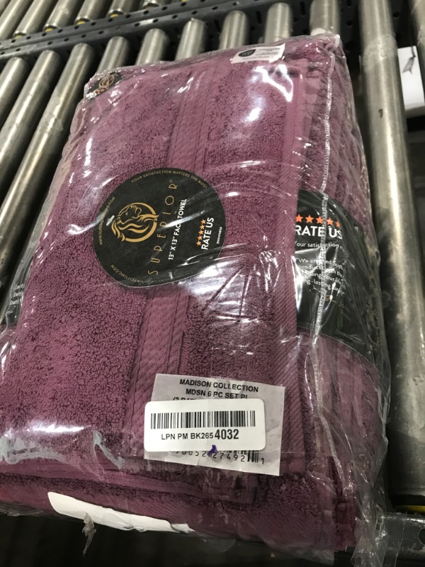 Photo 3 of Superior Egyptian Cotton Pile 6 Piece Towel Set, Includes 2 Bath, 2 Hand, 2 Face Towels/Washcloths, Ultra Soft Luxury Towels, Thick Plush Essentials, Guest Bath, Spa, Hotel Bathroom, Plum