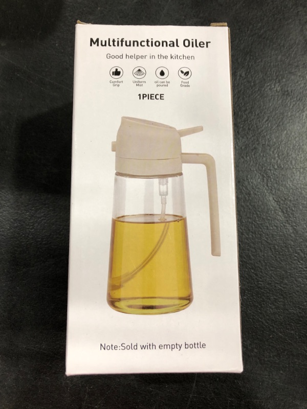 Photo 2 of 16oz Oil Sprayer for Cooking, Refillable Glass Oil Dispenser with Pump for Olive Oil and vinegar, Multipurpose Kitchen Bottle with Spray and Pour Functions, Ideal for Air Fryer & BBQ (White)