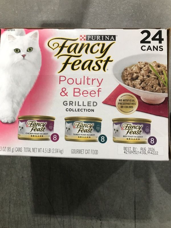 Photo 2 of Purina Fancy Feast Grilled Gourmet Wet Cat Food Chicken, Turkey  Beef Collection - 4.5lbs/24ct Variety Pack