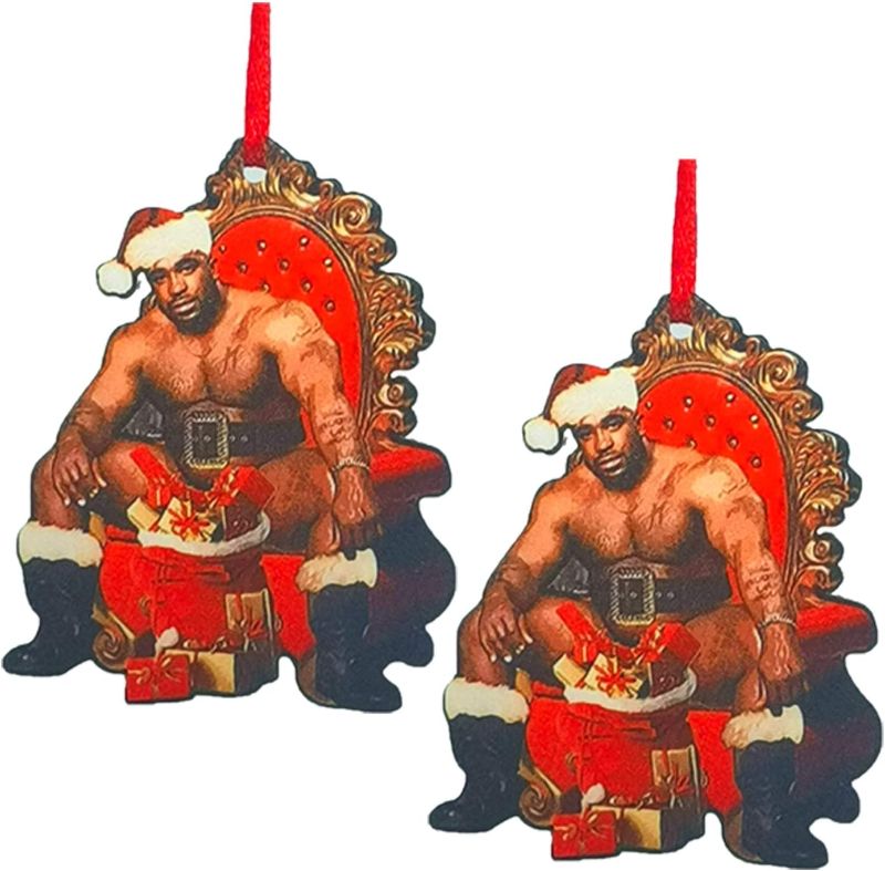 Photo 1 of 2 Pack Christmas Ornament Barry Santa Wood Meme,2023 Funny Festive Mr. Wood Meme Christmas Funny Wooden Ornament Christmas Holiday 2D Wooden Ornament,Funny Wooden Hanging Ornaments for Party
