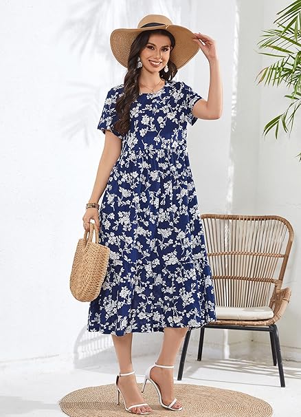 Photo 1 of IZZY + TOBY Women's Summer Casual Dresses Short Sleeve Plus Size Dress with Pockets XXL
