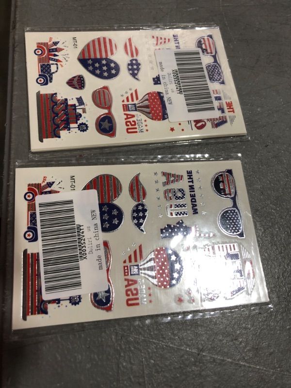 Photo 1 of 160PCS Eruclol 4th/Fourth of July Temporary Tattoos for Decor Independence Day(16sheets) Red White and Blue Party Supplies for Memorial Day Independence Day, Labor Day