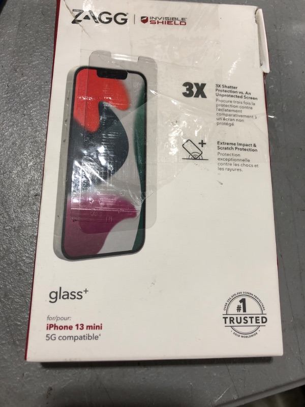 Photo 2 of ZAGG InvisibleShield Glass+ Screen Protector – High-Definition Tempered Glass Made for Apple iPhone 13 mini – Impact and Scratch Protection