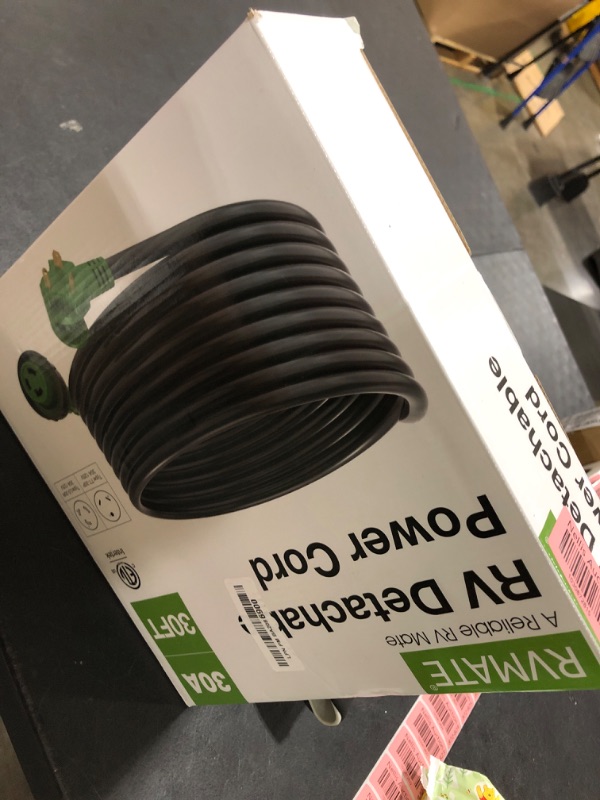 Photo 1 of RVMATE 30 Feet 30 Amp RV Lockable Power Extension Cord with Easy Plug-in Handle, TT-30P to L5-30R, LED Indicator, 10 AWG, ETL Listed