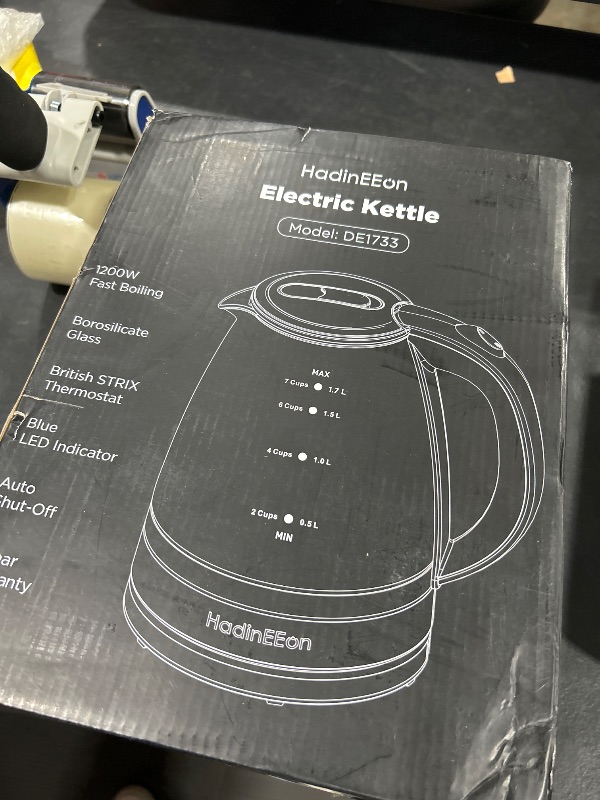 Photo 2 of Electric Kettle, 1.7L Glass Boiler Electric Tea Kettle with Blue LED Indicator Light, Cordless Teapot Tea Heater,304 Stainless Steel Hot Water Kettle Auto-Shut Off & Boil-Dry Protection