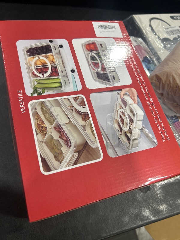 Photo 1 of Snackle Box Container, Divided Serving Tray with Lid and Handle Dishwasher Safe Snack Box Container, 4.2L Capacity Snack Organizer for Fruit, Veggie, Cheese, Charcuterie Perfect for Party Entertaining