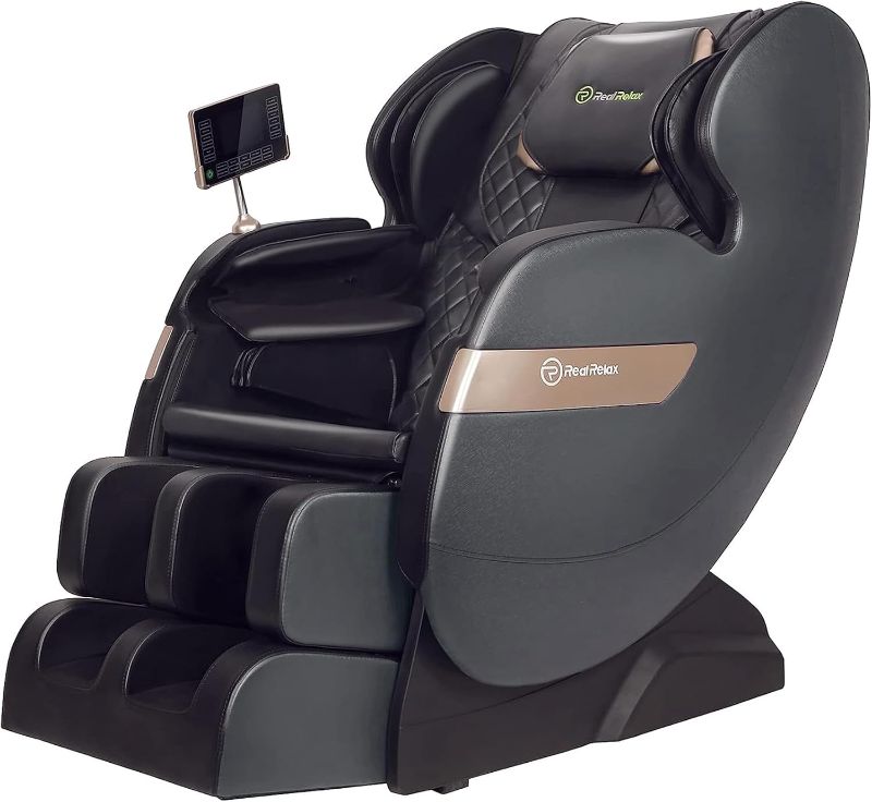 Photo 1 of Real Relax 2024 Massage Chair of Dual-core S Track, Full Body Massage Recliner of Zero Gravity with APP Control, Black and Gray