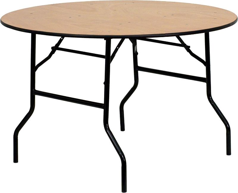 Photo 1 of Flash Furniture YT-WRFT48-TBL-GG 48 Round Folding Banquet Table W/ Plywood Top, 30 1/4H, Black