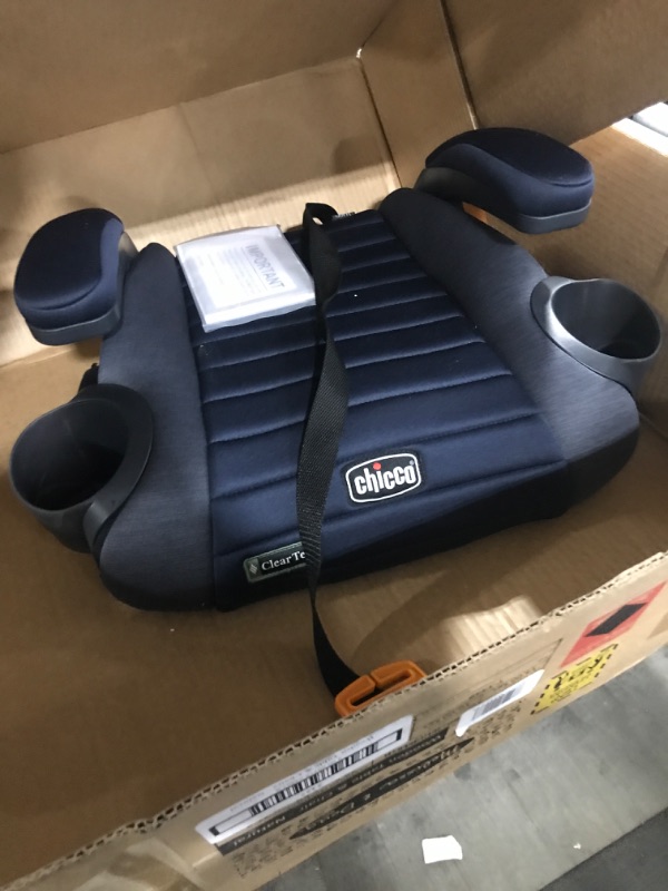 Photo 2 of Chicco GoFit® ClearTex® Backless Booster Car Seat, Travel Booster Seat for Car, Portable Car Booster Seat for Children at Least 4 Years Old and 40-110 lbs. | Reef/Navy