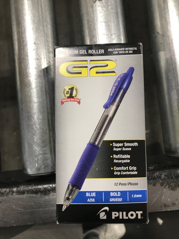 Photo 2 of Pilot G2 Retractable Premium Gel Ink Roller Ball Pens Bold Pt (1.) Dozen Box Blue Retractable, Refillable Smooth Lines to the End of the Page, Americas 1 Selling Pen Brand