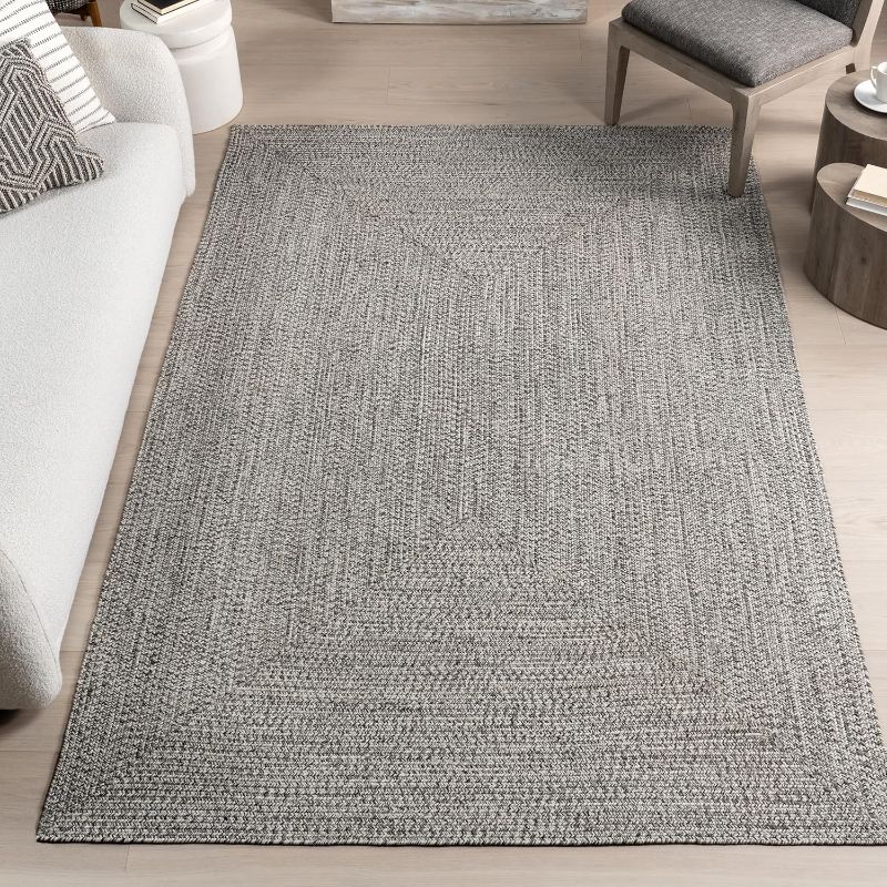 Photo 1 of nuLOOM Wynn Braided Indoor/Outdoor Area Rug, 6x9, Light Grey/Salt and Pepper