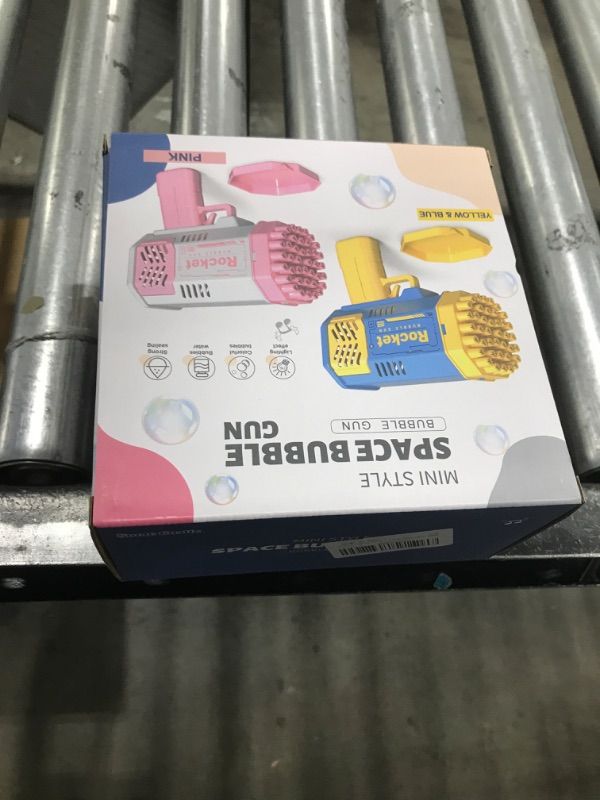 Photo 1 of Bubble Machine Gun Mini Bubble Gun for Toddlers, Bubble Maker Blower Toys with Lights,4000+ Bubbles Per Minute for Boys Girls Toddlers Outdoor Indoor Birthday Wedding Party (Blue) (Green)