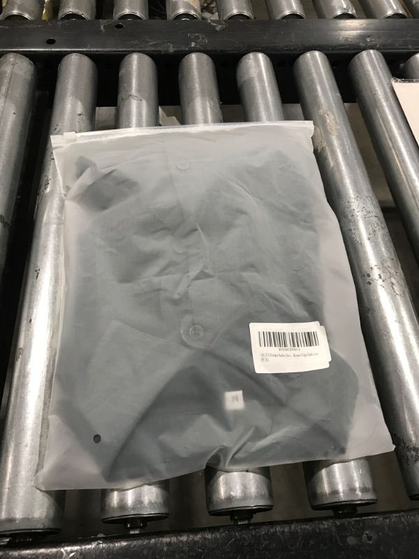 Photo 1 of AIUZO Women's Button Down Shirts Long Sleeve V Neck Shirts for Women Casual Button Up Blouses Fashion Tops, Dark Grey, Medium