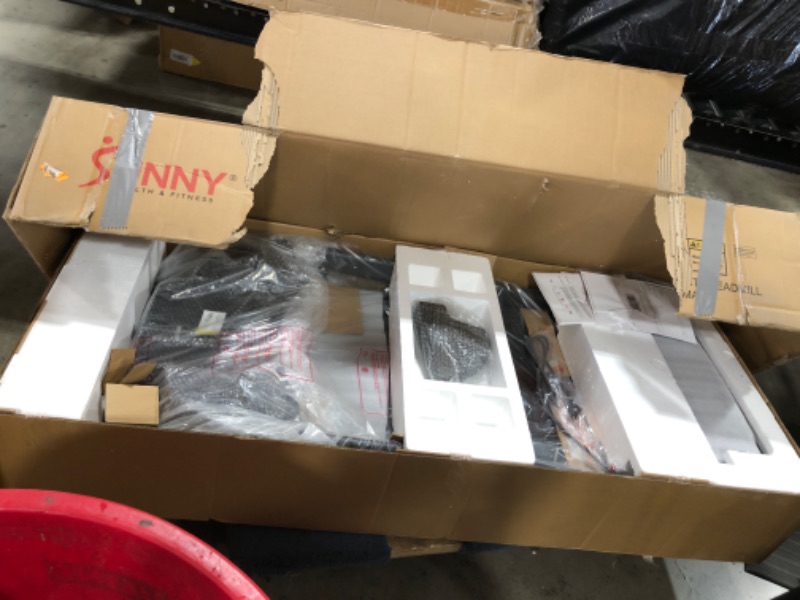 Photo 1 of Sunny Health & Fitness Adjustable Incline Foldable Smart Treadmill with Digital Monitor, Shock Absorption, Pulse Sensors, Handrail Controls, SunnyFit App Enhanced Bluetooth Connection - SF-T4400SMART