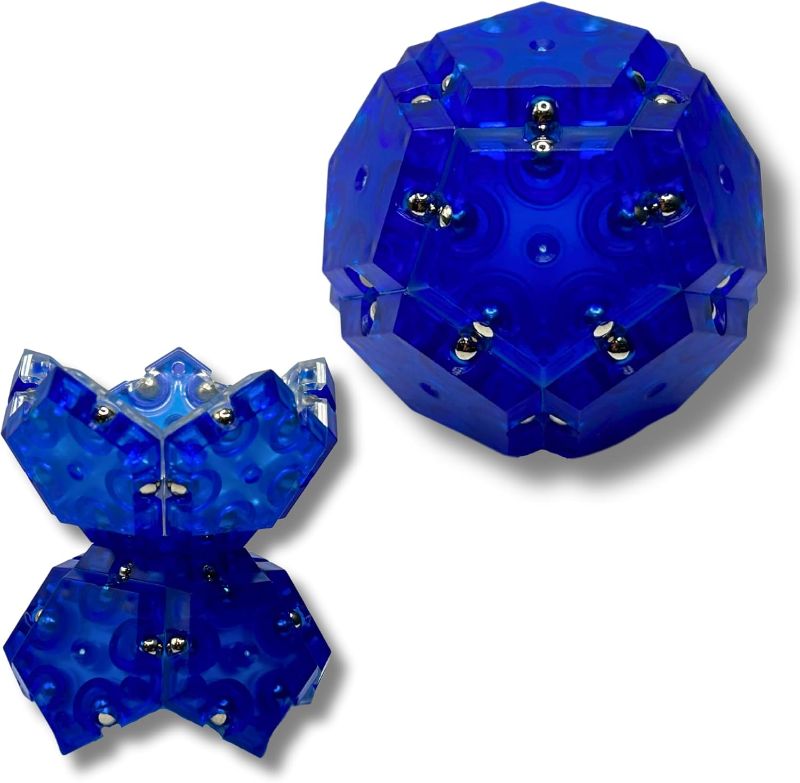 Photo 1 of Four Brothers Geode Magnetic Fidget Sphere Set | Mesmerizing 12-Piece Pentagon Design in Blue | Fun Desk Gadgets and Quiet ADHD Toys Idea!
