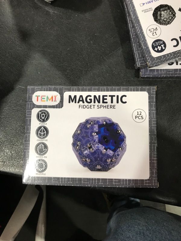 Photo 1 of Four Brothers Geode Magnetic Fidget Sphere Set | Mesmerizing 12-Piece Pentagon Design in Blue | Fun Desk Gadgets and Quiet ADHD Toys Idea!
