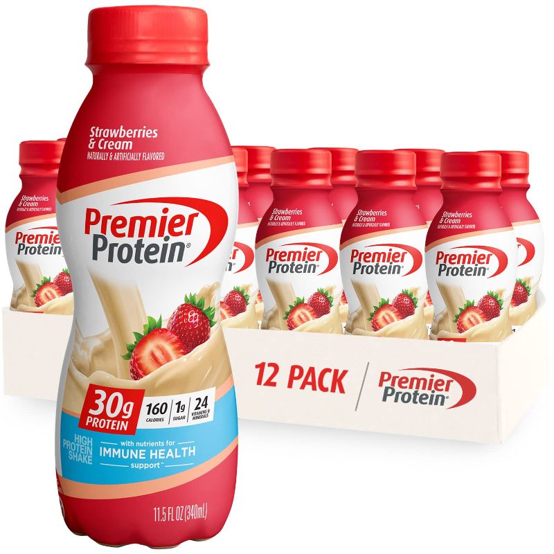 Photo 1 of Premier Protein Liquid Protein Shake -24 Vitamins & Minerals/Nutrients to Support Immune Health, Strawberries, 11.5 Fl Oz Bottle (Pack of 12)
