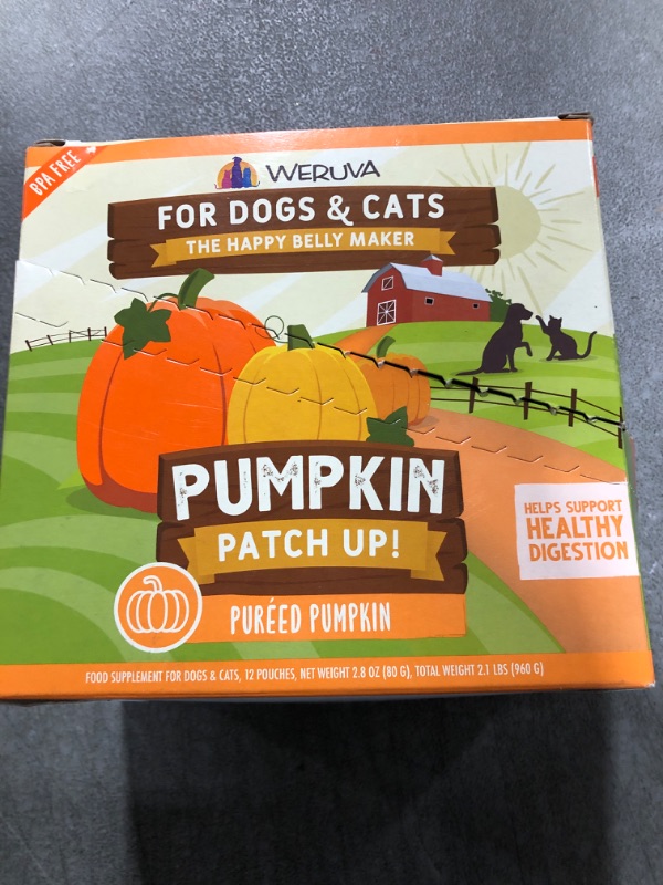 Photo 2 of Weruva Pumpkin Patch Up!, Pumpkin Puree Pet Food Supplement for Dogs & Cats, 2.80oz Pouch (Pack of 12)