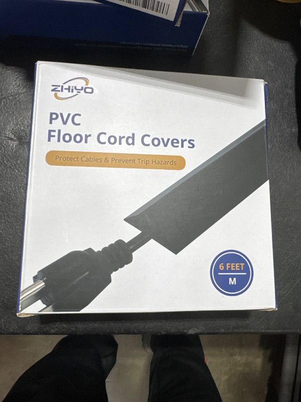 Photo 2 of Cord Cover Floor 6ft Brown, Floor Cable Cover Extension Cord Hider, Floor Cord Protector Prevent Cable Trips & Protect Wires, Floor Cable Management Hide Cords on Floor, Cord Cavity- 0.59"W x 0.28"H