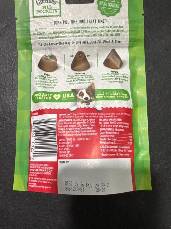 Photo 2 of Greenies Pill Pockets Canine Hickory Smoke Flavor Dog Treats