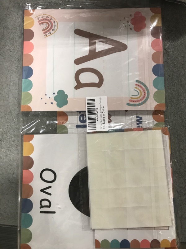 View 2 of 57 PCS Alphabet Number Bulletin Board Set, Boho Rainbow Early Learning ABC Alphabet Number Colors Shapes Card Classroom Decorations for Teachers Wall Decorations for Preschool Kindergarten Classroom