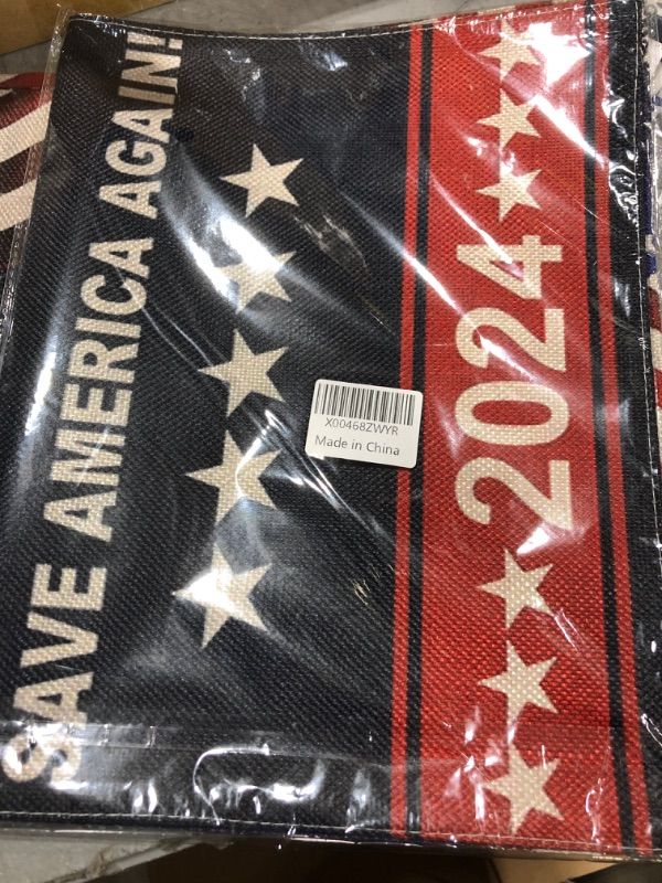 Photo 2 of QQPPOLIU 2 garden flags?Trump 2024 Garden Flags for Outside,Support Trump 2024 Flag,Save America Again Flags Outdoor Flags Independence Day Flag Garden Flag 12 * 18 Inch Double Sided Flag